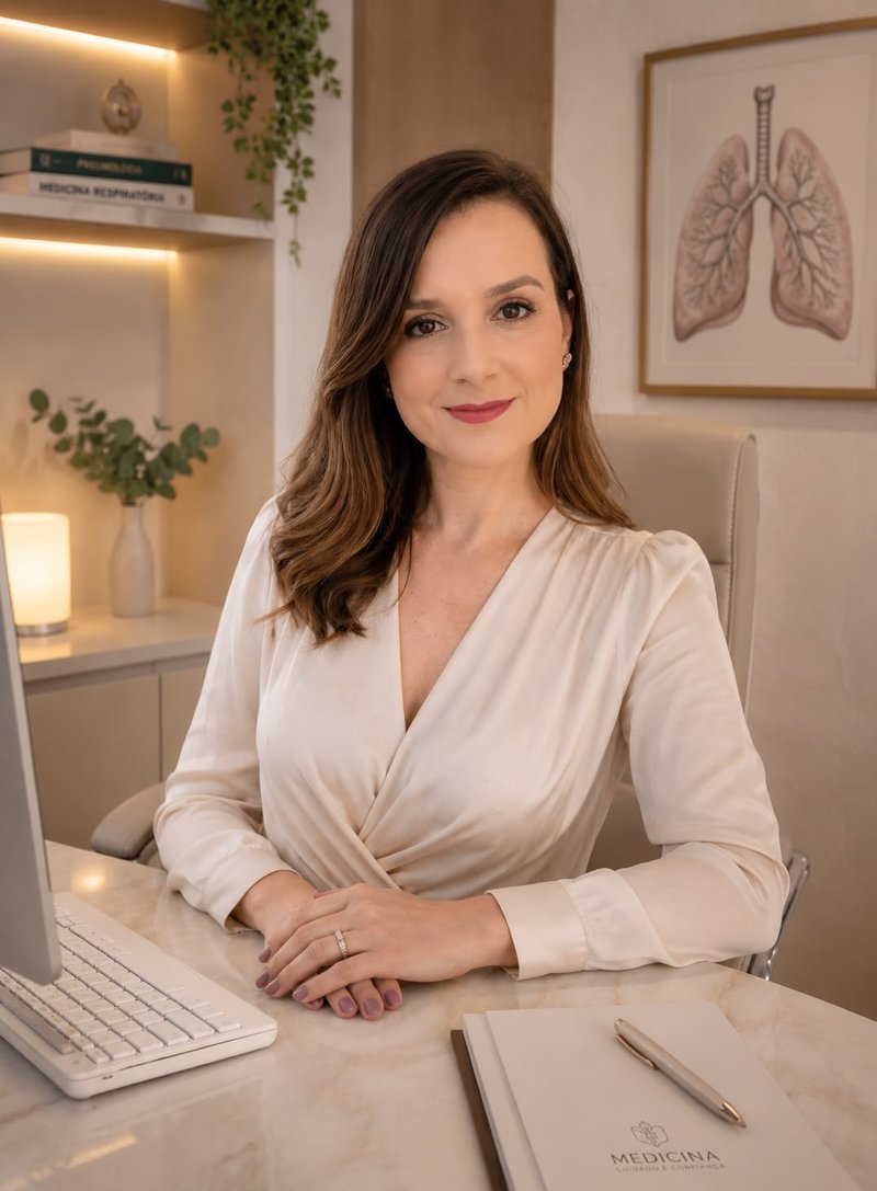 Dra. Raquel Franco no consultório de pneumologia em Juiz de Fora